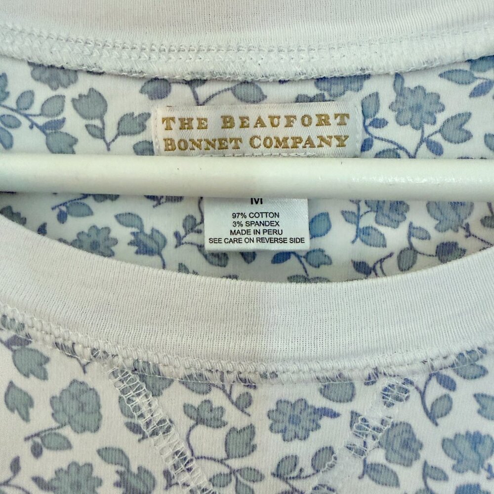 The Beaufort Bonnet Company Cassidy Blue Floral Crew Sweatshirt Sweater size M - Picture 3 of 5